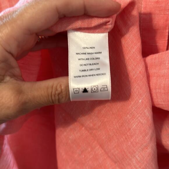 FOXCROFT Tunic Button Up Blouse 100% Linen Top Coral 3/4 Sleeves Size 8 NWT - Picture 5 of 5